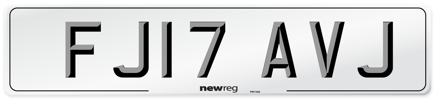 FJ17 AVJ Number Plate from New Reg